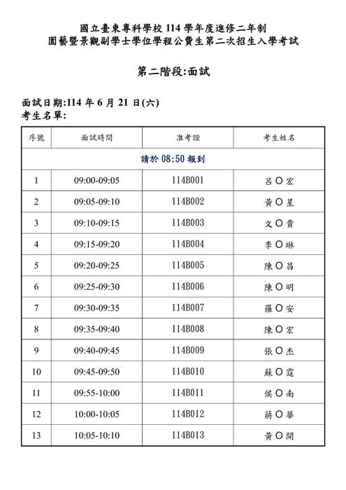 114學年度進修二年制 園藝暨景觀副學士學位學程公費生 | 第二次招生 面試公告圖片