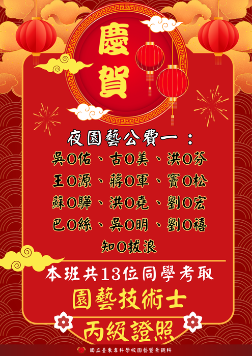 2025.09.06 🌟榮耀時刻🌟本園藝科17位同學考取『園藝技術士丙級證照』成功!圖片
